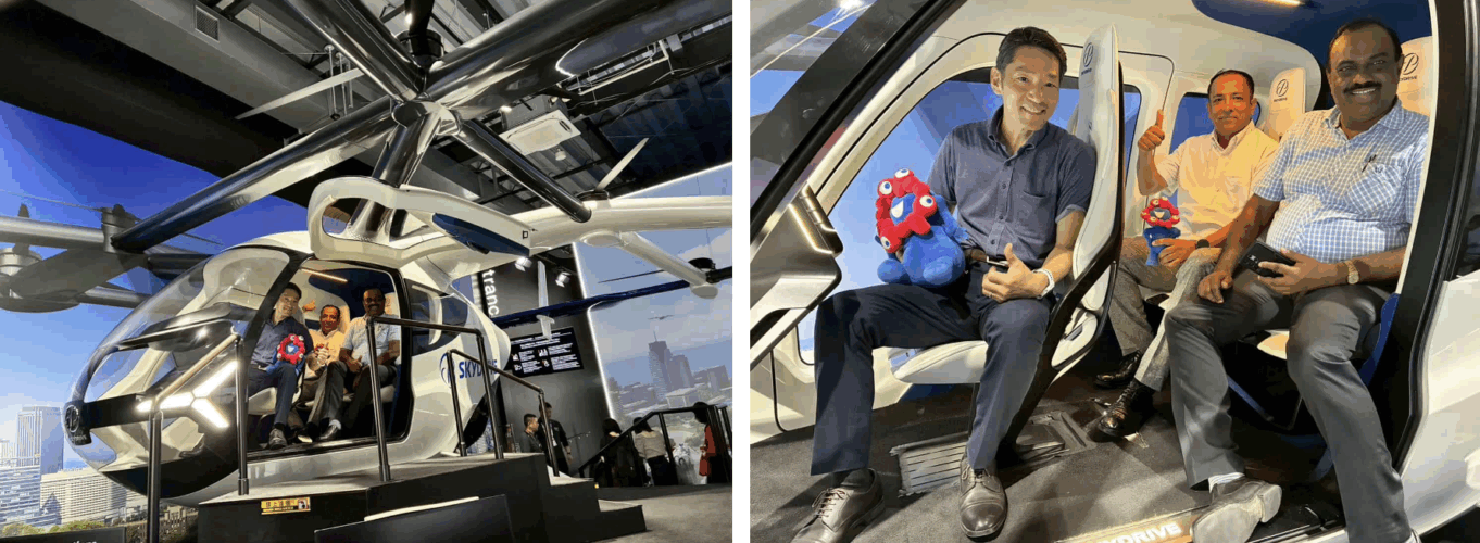 空飛ぶくるまに乗り込む